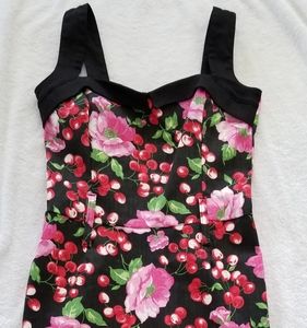 Switchblade Stilletto dress, Black w Rose Flowers, size XL